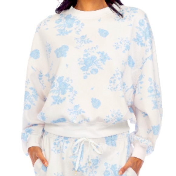 Honeydew Intimates Tops - Honeydew No Plans Super Soft Graphic Sweatshirt Blue Cream Honeymoon Floral NWT